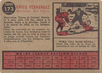 1962 Topps Venezuelan #173 Chico Fernandez Back