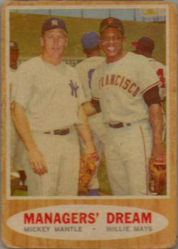1962 Topps Venezuelan #18 Managers' Dream (Mickey Mantle / Willie Mays) Front