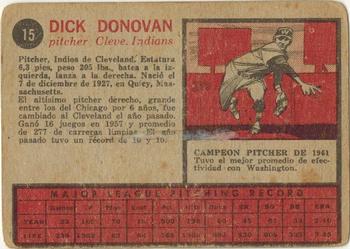 1962 Topps Venezuelan #15 Dick Donovan Back
