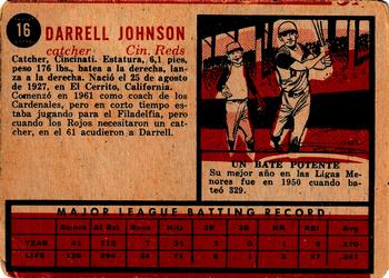 1962 Topps Venezuelan #16 Darrell Johnson Back