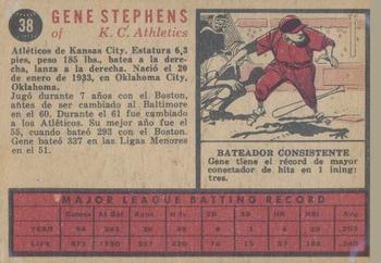 1962 Topps Venezuelan #38 Gene Stephens Back