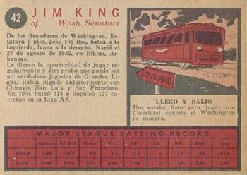 1962 Topps Venezuelan #42 Jim King Back