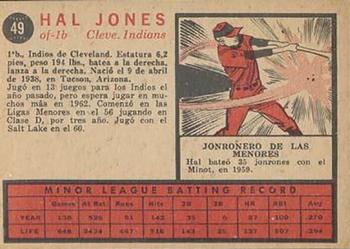 1962 Topps Venezuelan #49 Hal Jones Back