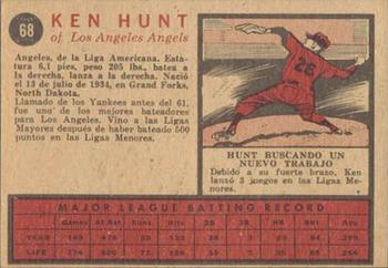 1962 Topps Venezuelan #68 Ken L. Hunt Back