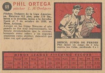 1962 Topps Venezuelan #69 Phil Ortega Back