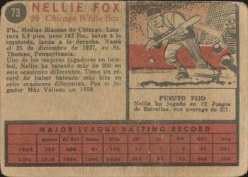 1962 Topps Venezuelan #73 Nellie Fox Back