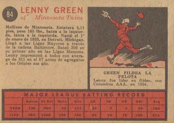 1962 Topps Venezuelan #84 Lenny Green Back