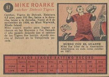 1962 Topps Venezuelan #87 Mike Roarke Back