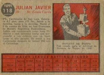 1962 Topps Venezuelan #118 Julian Javier Back