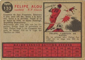 1962 Topps Venezuelan #133 Felipe Alou Back