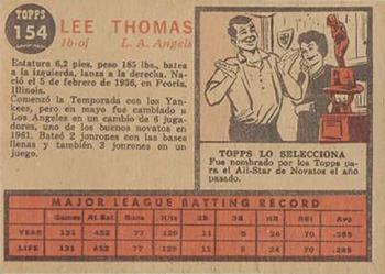 1962 Topps Venezuelan #154 Lee Thomas Back