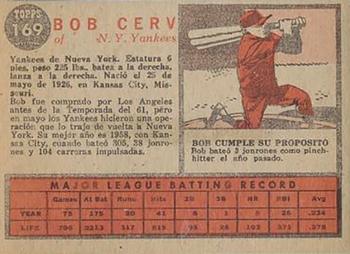 1962 Topps Venezuelan #169 Bob Cerv Back