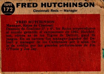 1962 Topps Venezuelan #172 Fred Hutchinson Back