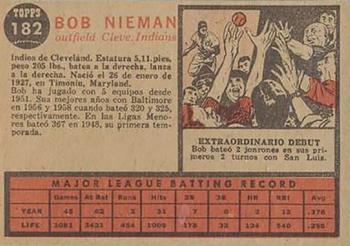 1962 Topps Venezuelan #182 Bob Nieman Back