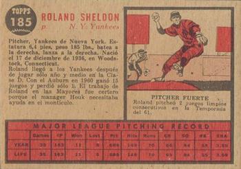 1962 Topps Venezuelan #185 Roland Sheldon Back