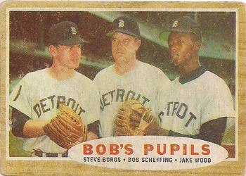 1962 Topps Venezuelan #72 Bob's Pupils (Steve Boros / Bob Scheffing / Jake Wood) Front