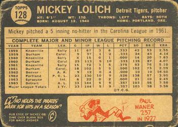 1964 Topps Venezuelan #128 Mickey Lolich Back