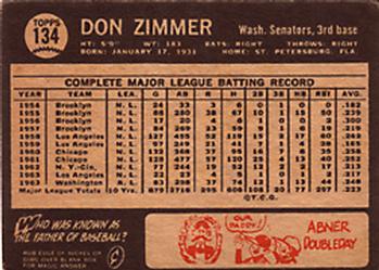 1964 Topps Venezuelan #134 Don Zimmer Back