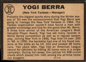 1964 Topps Venezuelan #21 Yogi Berra Back
