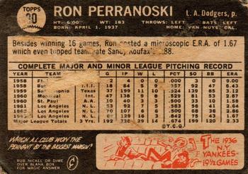 1964 Topps Venezuelan #30 Ron Perranoski Back
