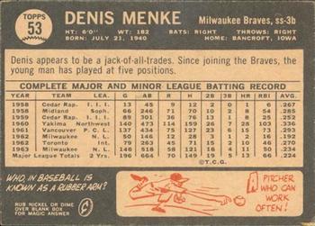 1964 Topps Venezuelan #53 Denis Menke Back