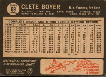 1964 Topps Venezuelan #69 Clete Boyer Back
