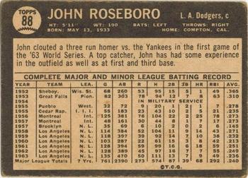1964 Topps Venezuelan #88 John Roseboro Back