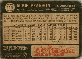 1964 Topps Venezuelan #110 Albie Pearson Back