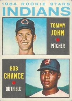 1964 Topps Venezuelan #146 Indians 1964 Rookie Stars (Tommy John / Bob Chance) Front