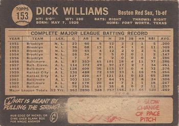 1964 Topps Venezuelan #153 Dick Williams Back