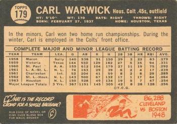 1964 Topps Venezuelan #179 Carl Warwick Back