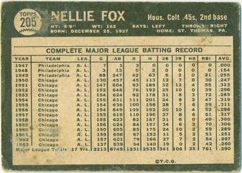 1964 Topps Venezuelan #205 Nellie Fox Back