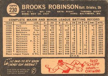 1964 Topps Venezuelan #230 Brooks Robinson Back