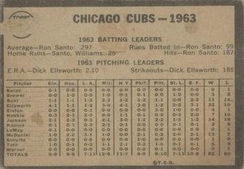 1964 Topps Venezuelan #237 Chicago Cubs Back