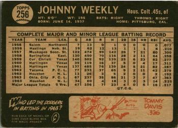 1964 Topps Venezuelan #256 Johnny Weekly Back