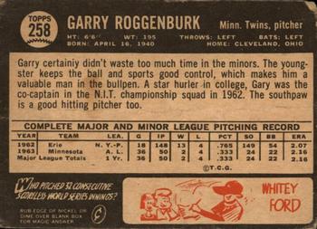 1964 Topps Venezuelan #258 Garry Roggenburk Back