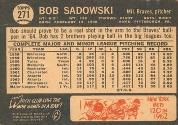 1964 Topps Venezuelan #271 Bob Sadowski Back