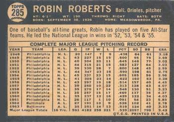1964 Topps Venezuelan #285 Robin Roberts Back