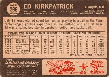 1964 Topps Venezuelan #296 Ed Kirkpatrick Back