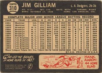1964 Topps Venezuelan #310 Jim Gilliam Back