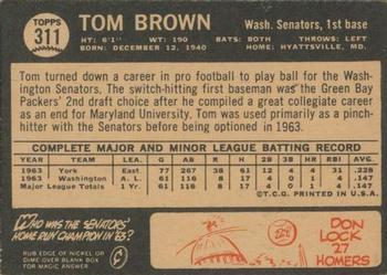 1964 Topps Venezuelan #311 Tom Brown Back