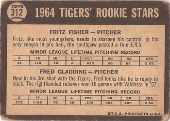 1964 Topps Venezuelan #312 Tigers 1964 Rookie Stars (Fritz Fisher / Fred Gladding) Back