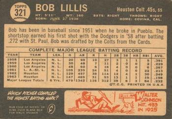 1964 Topps Venezuelan #321 Bob Lillis Back