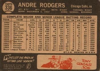 1964 Topps Venezuelan #336 Andre Rodgers Back