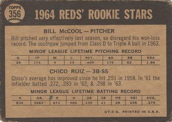 1964 Topps Venezuelan #356 Reds 1964 Rookie Stars (Bill McCool / Chico Ruiz) Back