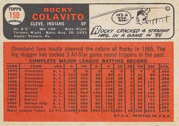 1966 Topps Venezuelan #150 Rocky Colavito Back