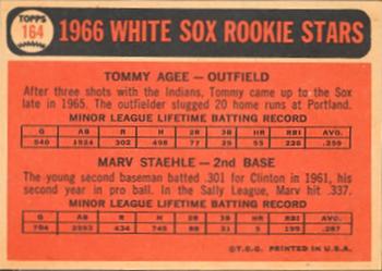 1966 Topps Venezuelan #164 White Sox 1966 Rookie Stars (Tommie Agee / Marv Staehle) Back