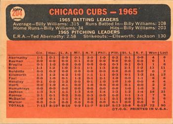 1966 Topps Venezuelan #204 Chicago Cubs Back
