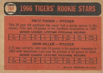 1966 Topps Venezuelan #209 Tigers 1966 Rookie Stars (Fritz Fisher / John Hiller) Back