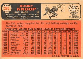 1966 Topps Venezuelan #280 Bobby Knoop Back